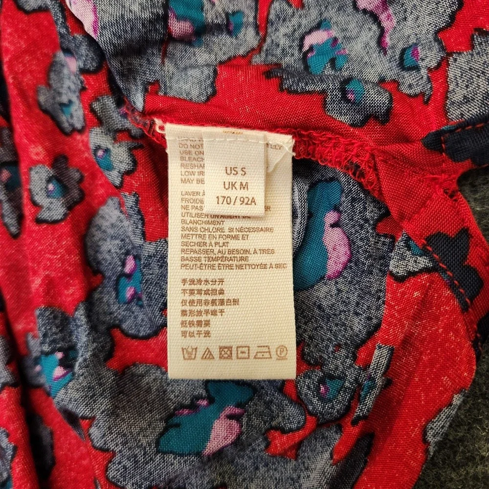 Free People Womens Small Love Letter Boho Floral Tunic Mini Dress Red Ruffle